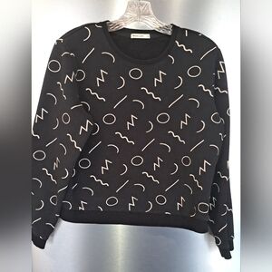 Ladies Marine Layer Anytime Black Noodle Print Sweatshirt Crewneck Art To Wear